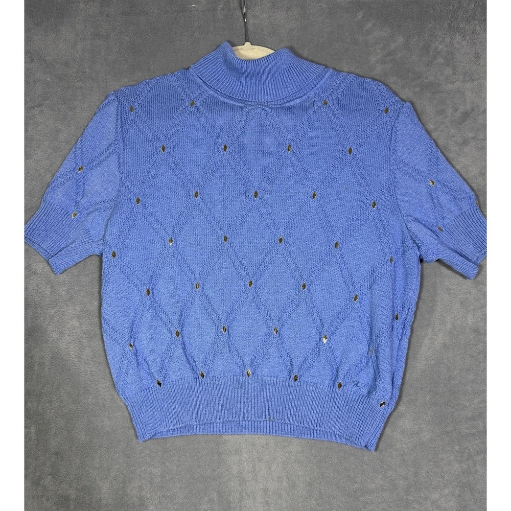 St John Sport Essentials Women's Sweater Mock Neck Stud Accent Medium Luxury